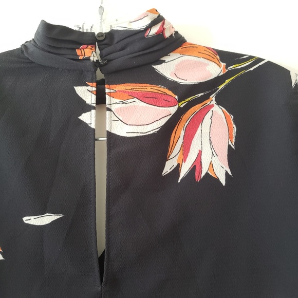 *SOLD* HP🎉 Zara Black Floral Mock Neck Shift Dress S - Picture 5 of 7